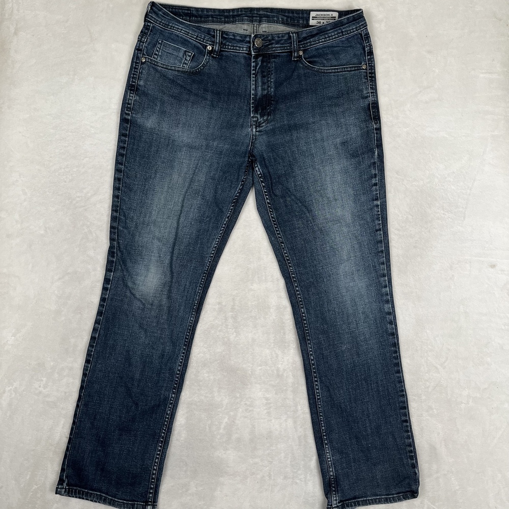 Buffalo David Bitton Jackson-X Jeans Mens 36x32 Blue Straight Denim Med Wash